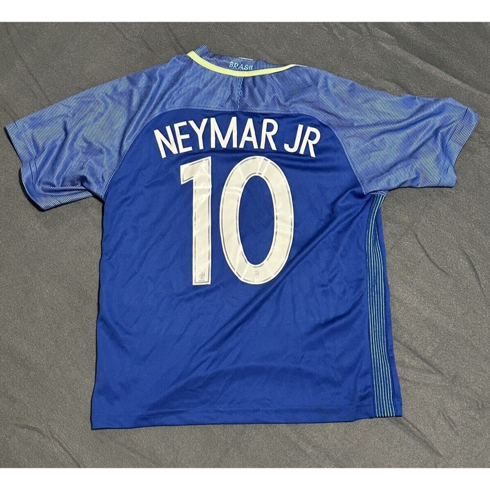 Neymar Jr Brazil Jersey Blue Youth Replica Jersey Soccer